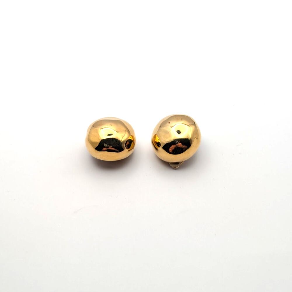 Carolee Gold Tone Hammered Ball Earrings Vintage Classic Elegant Jewelry